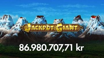 Bild på slotten Jackpot Giant med information om aktuell nivå på jackpotten. Jackpottsumman är 86 980 707,71