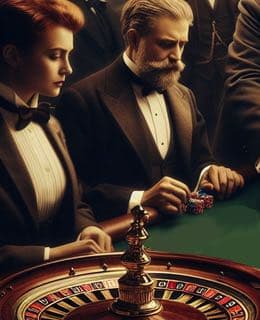 Två personer spelar det klassiska casinospelet roulette