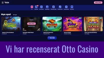 Bild på Otto Casino. Under bilden står det "Vi har recenserat Otto Casino"