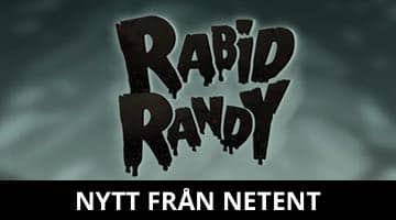 Bild på loggan för NetEnts nya slot Rabid Randy. Under loggan står texten "Nytt från NetEnt"