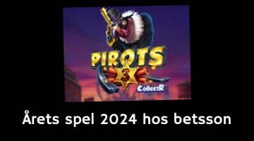 Sloten Pirots 3 och texten "Årets spel 2024 hos betsson"